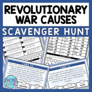 Revolutionary War Causes Scavenger Hunt Reading Comprehension