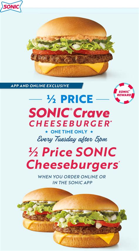 50% off a crave cheeseburger online at Sonic Drive-In #sonicdrivein ...