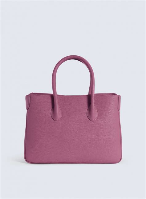 Fuchsia Tote Bag In Genuine Leather Cinzia Rocca