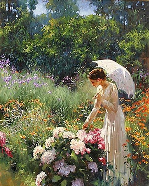 Oil Painting Lady In The Garden Beautiful Paintings Art Painting