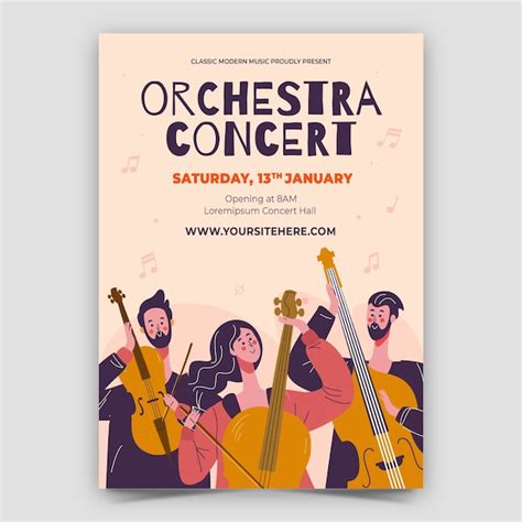 Plantilla De P Ster De Concierto De Orquesta Dibujada A Mano Vector