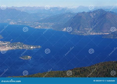 Panorama of Lake Maggiore and Isola Madre Island , Italy Stock Image ...