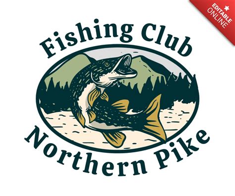 Northern Pike Fishing Club Logo Design Template Free Design Template