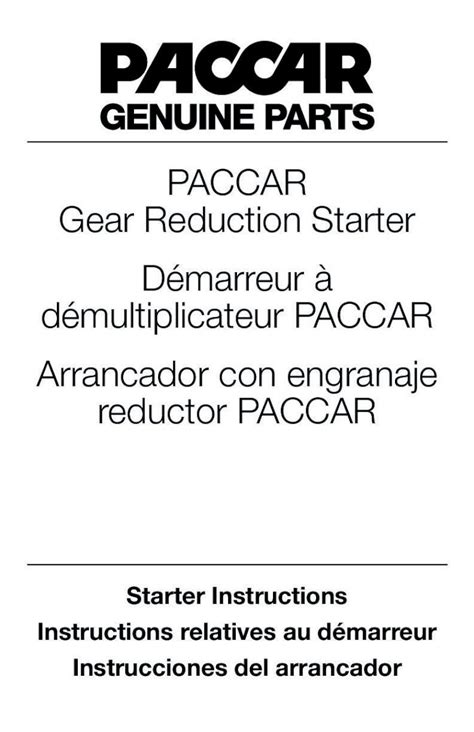 PDF PACCAR Gear Reduction Starter Démarreur à démultiplicateur