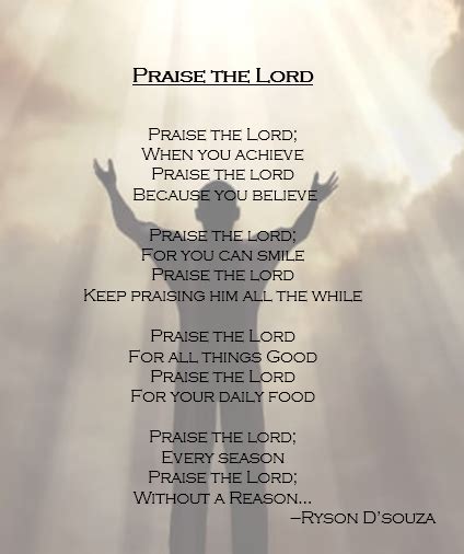 Praise The Lord - Praise The Lord Poem by Ryson Dsouza