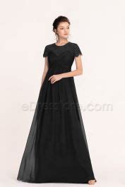 Modest LDS Chiffon Black Maternity Bridesmaid Dresses EDresstore