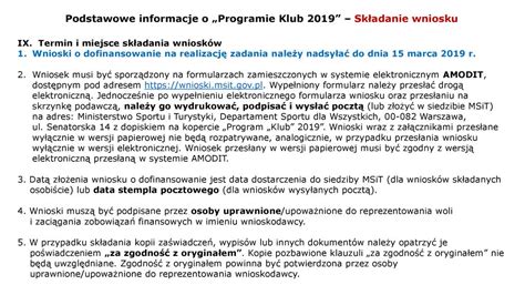 Program Szkolenia Sk Adanie Wniosku Program Klub Ppt Pobierz