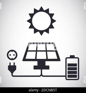 Solarmodul Mit Power Plug Vektor Illustration Symbole Stock