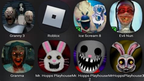 Granny 3 Roblox Ice Scream 8 Evil Nun Granma Mr Hopps Playhouse Mr