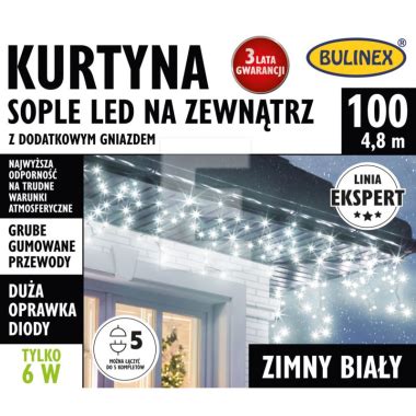 KURTYNA SOPLE 100 LED NA ZEWNĘTRZ Z DOD GNIAZDO 4 8M BIAŁY 25 652 BULINEX