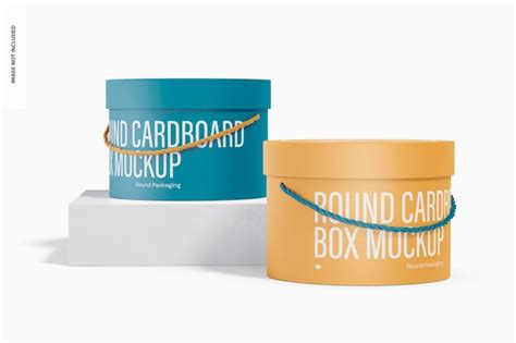 Premium Psd Round Cardboard Boxes With Handle Mockup