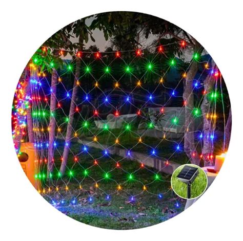 Luces Cascada Malla Led Solar 3x3mts Navidad Decoración Cuotas Sin