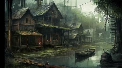 Swamp House Voodoo Shack Louisiana Fantasy Concept Art Desktop