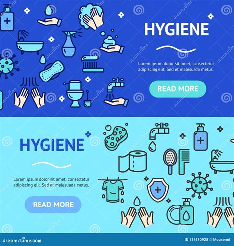 Hygiene Banner Horizontal Set Vector Stock Vector Illustration Of Concept Home 111430928