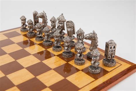 Vintage Carved Metal Chess Set Kh 6cm Byzantineottoman War Etsy