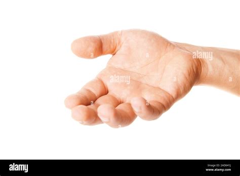 Open Palm Hand Gesture Of Male Isolated On White Stock Photo Alamy