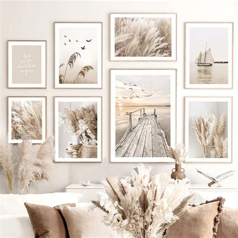 See Strand Landschaft Bild Leinwand Malerei Wand Kunst B Hmen Beige