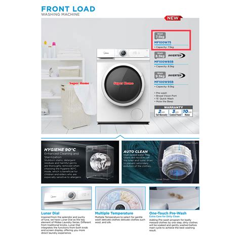 Midea Front Load 75kg Washer Machine Mf100w75 75 Kg 1200rpm 15min