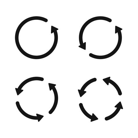 Set Of Black Circle Arrows Vector Arrow Rotation Symbol