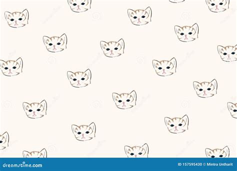 Papel De Parede De Fundo Do Padrão De Ilustração De Gato Bonito