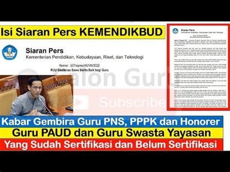 Detail Isi Ruu Sisdiknas Dari Siaran Pers Kemdikbud Kabar Gembira Guru