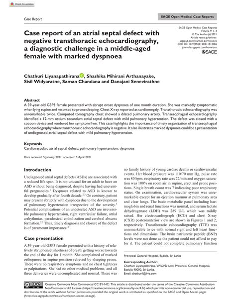 Pdf Case Report Of An Atrial Septal Defect With Negative