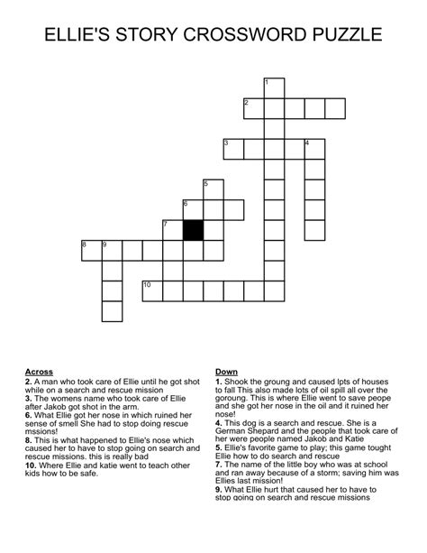 Ellies Story Crossword Puzzle Wordmint