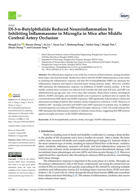 PDF Dl 3 N Butylphthalide Reduced Neuroinflammation By Inhibiting