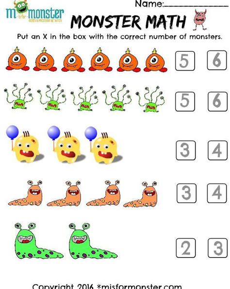 Monster Math Worksheets Monster Math Fun Math Worksheets Math