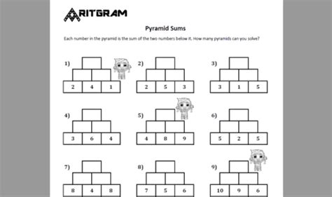 Number Pyramids Printable Worksheets Easy To Genious