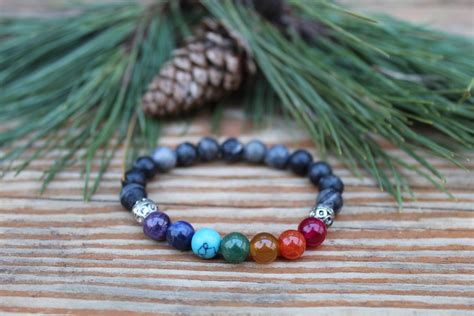 Black Network Chakra Bracelet Mm Agate Gemstone Bracelet Rainbow