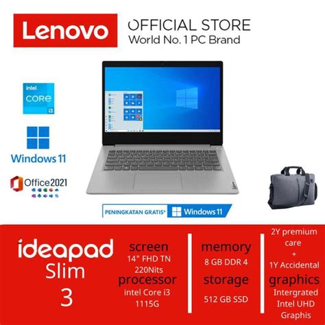 Jual Lenovo Ideapad Slim 3 14ITL6 I3 1115G 512GB SSD 8GB W11 OHS Grey