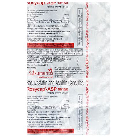 Rosycap Asp 10150mg Capsule 10s Price Uses Side Effects Netmeds