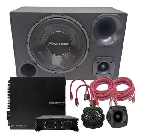 Caixa Trio Som Completa Pioneer 12pol Modulo Falcon 1200wrms