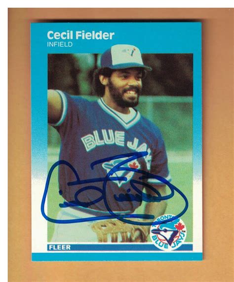 Cecil Fielder Autographed Fleer Glossy Baseball Rookie Card Signed