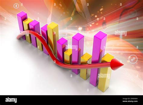 3d Multi Use Business Graph With Arrow Showing Growth And Profit Stock