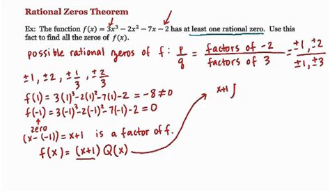 Math 1a1b Pre Calculus Rational Zeros Theorem Youtube