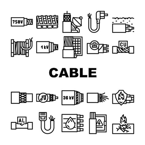 Premium Vector Cable Wire Electrical System Icons Set Vector Optic