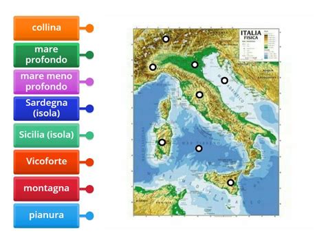 La Cartina Fisica Dell Italia Labelled Diagram