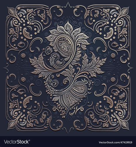 Textured Vintage Emboss 3d Lines Paisley Seamless Vector Image