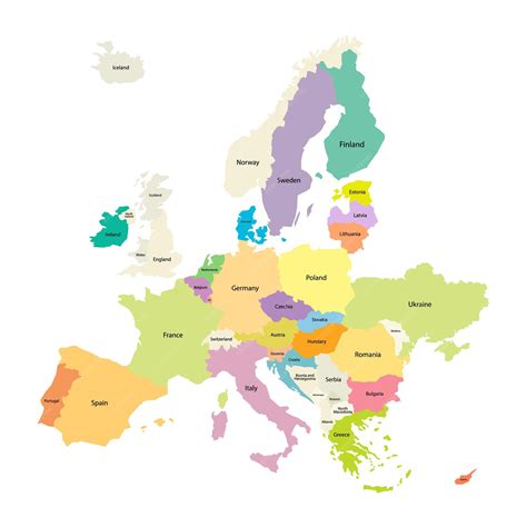 Mapa de Europa Conjunto de países seleccionados Estilo plano | Vector