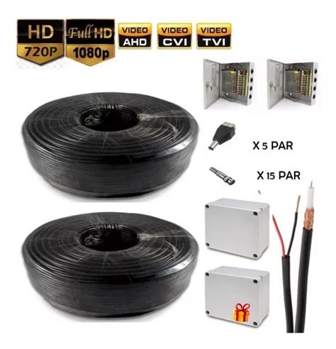 Kit Cable Siames Metro Coaxial Cobre Rg Video Energia Cctv Meses