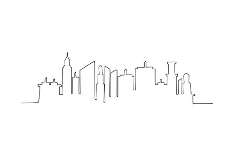 Single one line drawing modern cityscape. City skyline concept ...