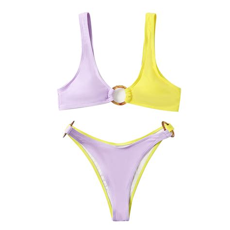 Women S Split Swimsuit Color Combination Split Swimsuit Bikini On Luulla