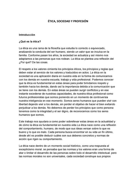 Proyecto Final Etica Ética Sociedad Y ProfesiÓn Introducción ¿qué Es