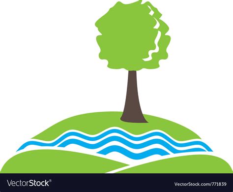 Tree River Hill Sign Royalty Free Vector Image