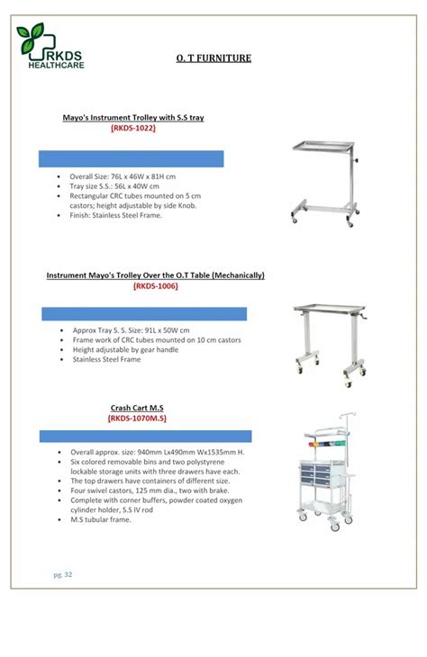 White Instrument Mayo S Trolley Over The O T Table Mechanically RKDS