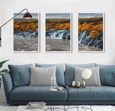 Quadros Decora O Paisagem Cachoeira Moderno Moldura Elo