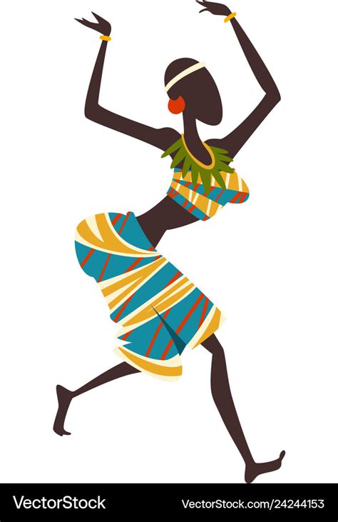 African Girl Dancing Folk Or Ritual Dance Woman Vector Image