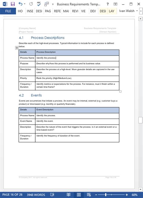 Business Requirements Specification Template (MS Word/Excel/Visio)